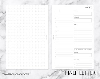 Half Letter PRINTABLE Day on 2 Pages Planner Insert