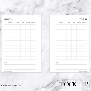 Pocket Plus PRINTABLE Fitness Log Planner Insert