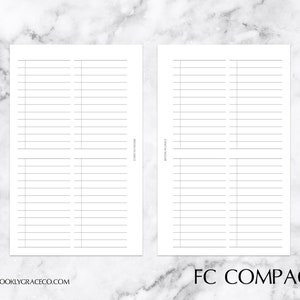 FC Compact PRINTABLE Quadrant Task List Planner Insert (NEW)
