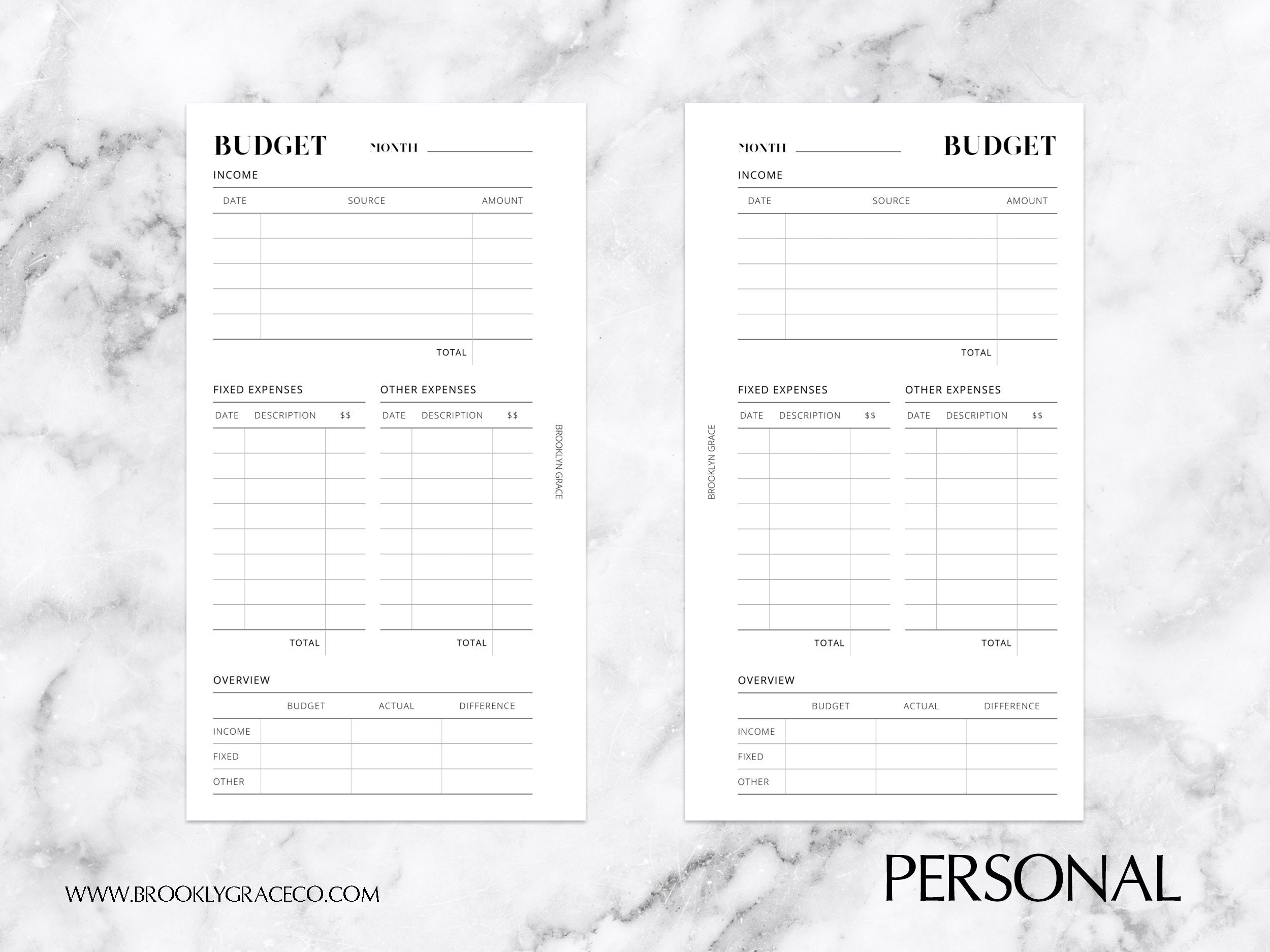 Personal PRINTABLE Budget Planner Insert (NEW STYLE)