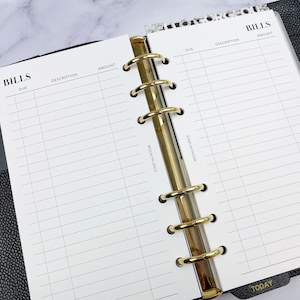 Bill Tracker Planner Inserts (NEW STYLE) || Available in Pocket, Personal, Personal Wide, True a6, a5, & Half Letter