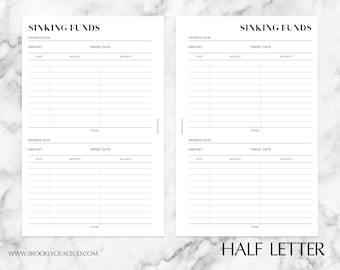 Half Letter PRINTABLE Sinking Funds Planner Insert