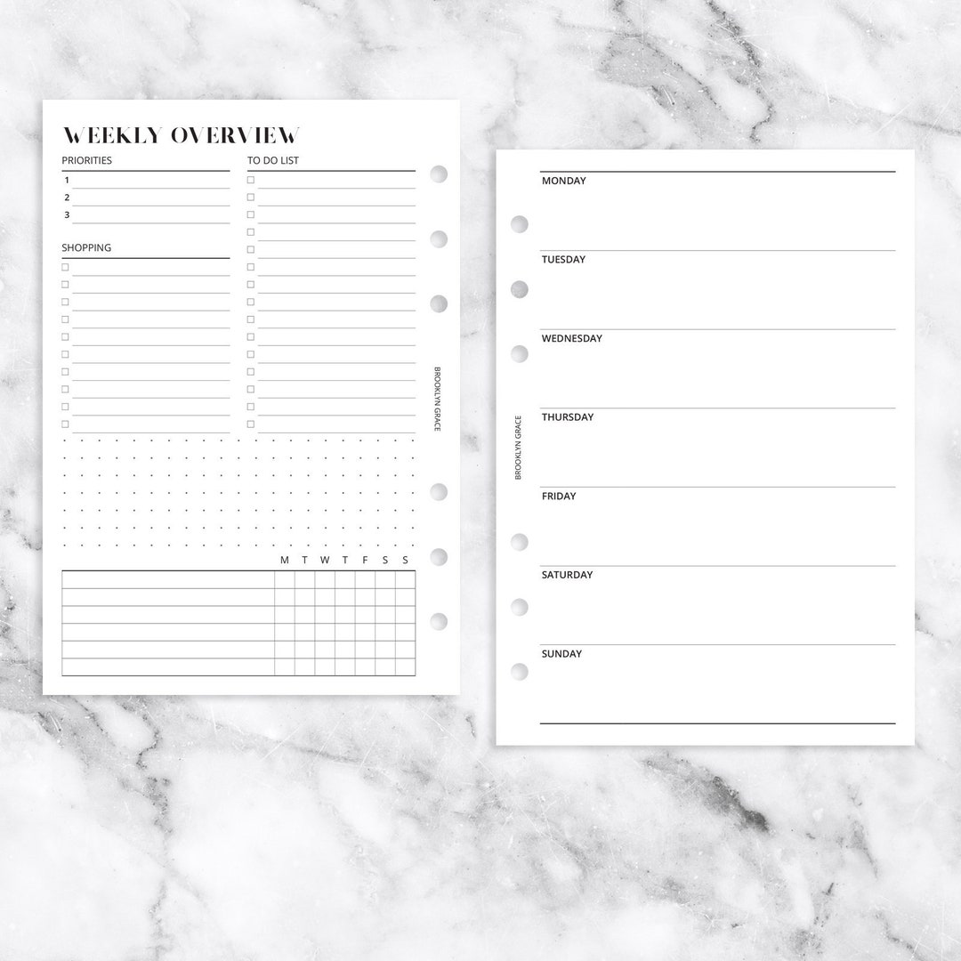 Personal Wide PRINTABLE Undated Weekly Horizontal Planner Insert - Etsy