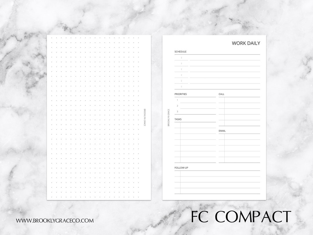 FC Compact PRINTABLE Work Daily Planner Insert - Etsy New Zealand