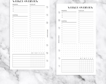 Personal PRINTABLE Weekly Overview Planner Insert