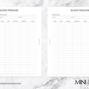 Mini HP PRINTABLE Blood Pressure Planner Insert