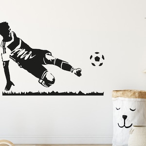 Wandtattoo Fußball-Spieler Kinderzimmer Wanddeko Fußball Spielzimmer Kids Wandsticker Wandaufkleber Torschuss Jungs Mädchen Fußball wal218