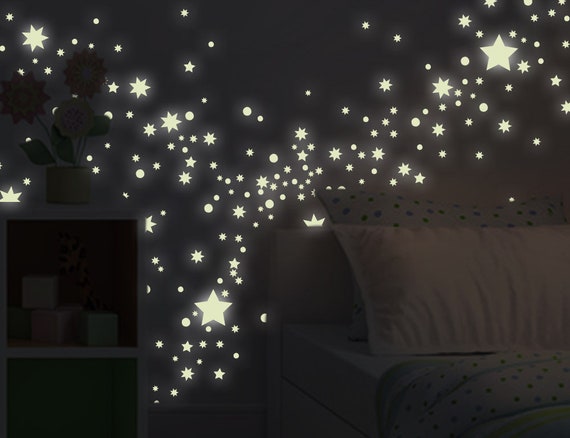Wandtattoo Leuchtsticker Sternenhimmel Kinderzimmer Leuchtaufkleber fluoreszierend nachleuchtend Sterne bsm055