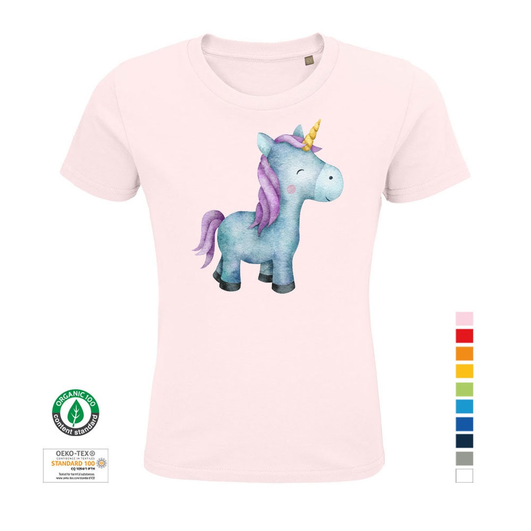T-shirt per bambini con unicorno acquerello in 100% cotone