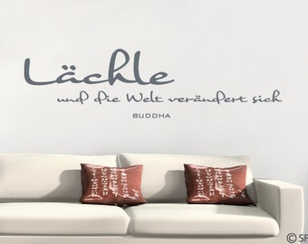 Wandtattoo Lächle Sprüche Buddha Spruch Zitat Wohnzimmer Wandaufkleber Schlafzimmer Wanddeko (uss358)