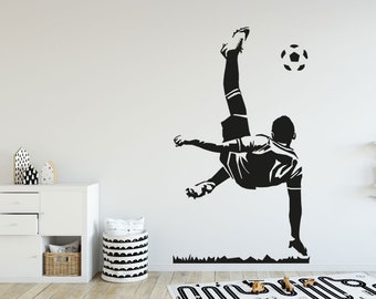 Muurtattoo voetbal omhaal kinderkamer muursticker kindermuursticker jeugdkamer voetbal wanddecoratie balsport doel wal219