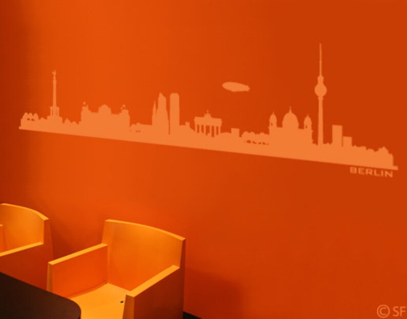 Wall tattoo wall sticker Berlin skyline silhouette living room bedroom sticker wall wall decoration home office children's room city uss051 image 2