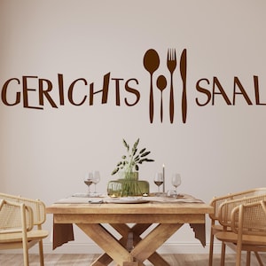 Adesivo murale per cucina con scritta "aula di tribunale" | Frase divertente per la cucina | Decorazione moderna per la sala da pranzo | Decorazione umoristica per la cucina | Regalo per chef uss084
