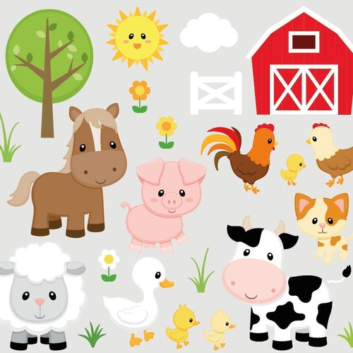 Wall Sticker Farm Children's Room Wall Decal Wall Sticker Set Cute Horse Cow Sheep Pig Rooster Chicken Chicken Dog Cat Kitten bsm-B11