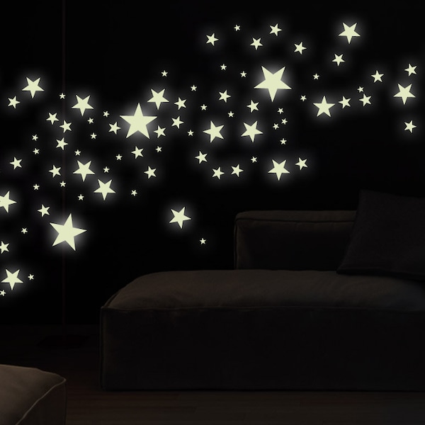 Adesivo murale camera dei bambini stelle luminose adesivo a 5 punte che si illumina al buio cielo notturno fluorescente camera da letto bsm059