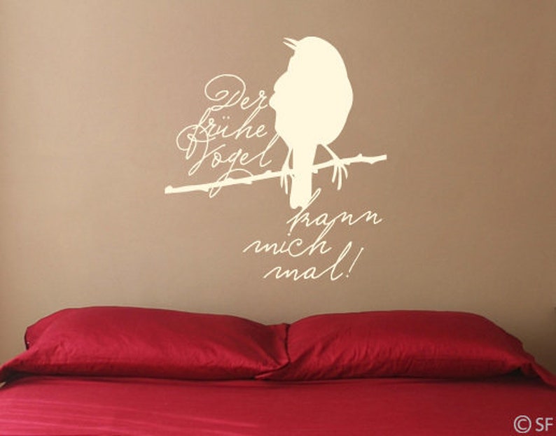 Wandtattoo Schlafzimmer Der frühe Vogel uss391 Bild 2