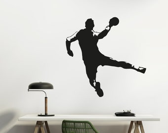 Wall decal handball jump shot | Handball player wall decal | Children's room sports | Teenager's room decor | Clubhouse | Handball goal wal112