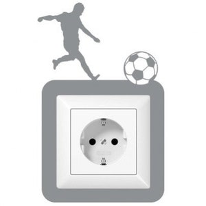 Steckdosentattoo Fußballschuss Wandtattoo Wandaufkleber Lichtschalter Kinderzimmer Wanddeko Fussball Tor Stadion Jugendzimmer Flur iwo009