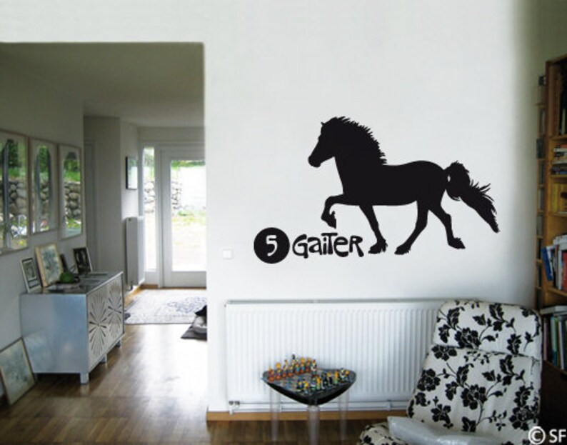 Sticker mural Töltender Islandais 5 guêtres chevaux chambre d'enfant autocollant mural équitation autocollant mural filles garçons décoration murale autocollant mural uss483 image 2