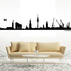 Wandtattoo Hamburg Skyline mit Elbphilharmonie Wohnzimmer Flur Wandaufkleber Schlafzimmer Wandeko uss050 Bild 1