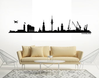 Wandtattoo Hamburg Skyline mit Elbphilharmonie Wohnzimmer Flur Wandaufkleber Schlafzimmer Wandeko uss050