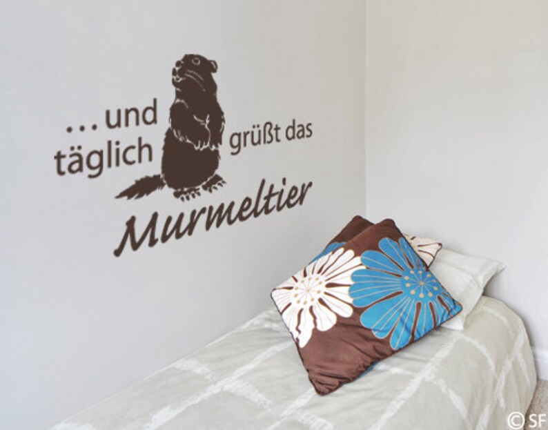 Vinilo decorativo dormitorio cama marmota uss317 imagen 3
