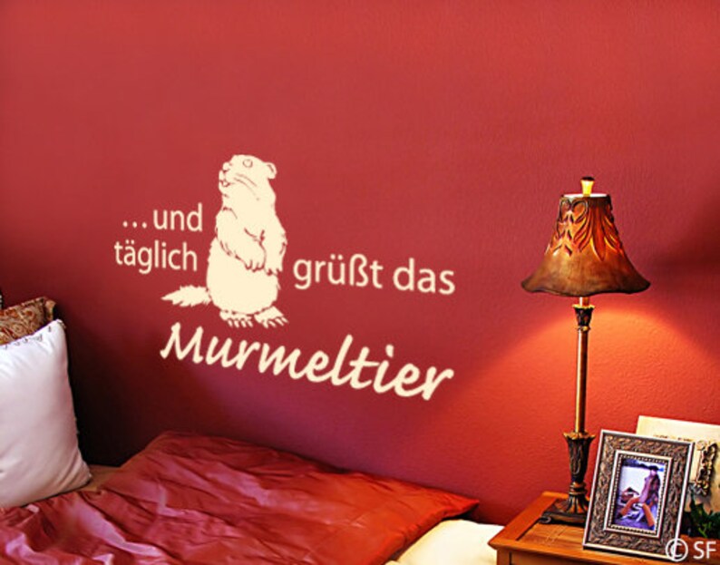 Wandtattoo Schlafzimmer Bett Murmeltier uss317 Bild 1