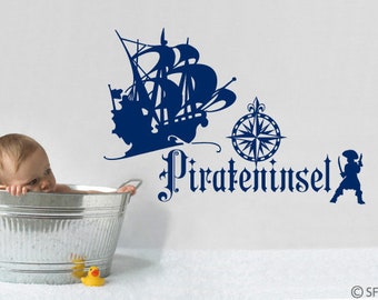 Muursticker pirateneiland kinderkamer (uss385)