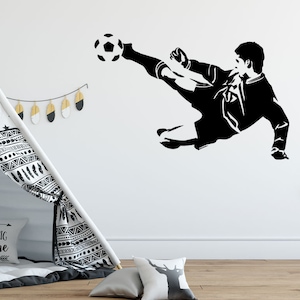 Wandtattoo Fußball Volleyschuß Kinderzimmer wandaufkleber Fussball fußballspieler fußballer Stadion Tor Wandsticker Kinderzimmerdeko wal039