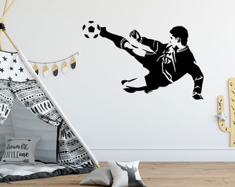 Wandtattoo Fußball Volleyschuß Kinderzimmer wandaufkleber Fussball fußballspieler fußballer Stadion Tor Wandsticker Kinderzimmerdeko wal039