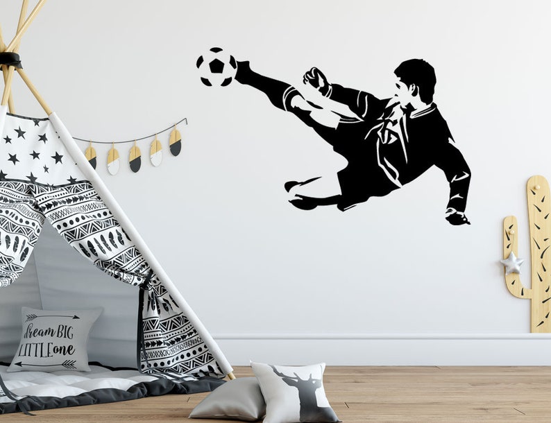 Wandtattoo Fußball Volleyschuß Kinderzimmer wandaufkleber Fussball fußballspieler fußballer Stadion Tor Wandsticker Kinderzimmerdeko wal039 Bild 1