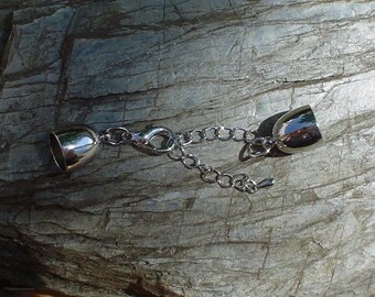 10 mm, platinum clasp with end caps, with carabiner.