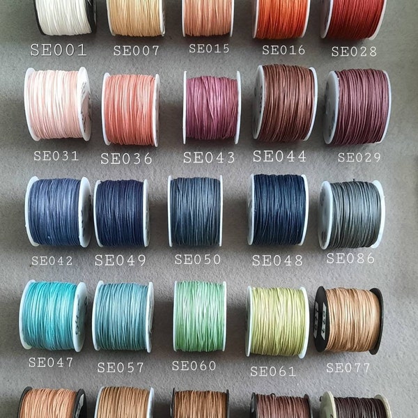 Cotton cord 16 colors and 36 new colors, lightly waxed, 0.5 mm, 5 m