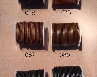 Leather cord, leather, leather cord, leather cord, round in 3 mm, 8 different colors