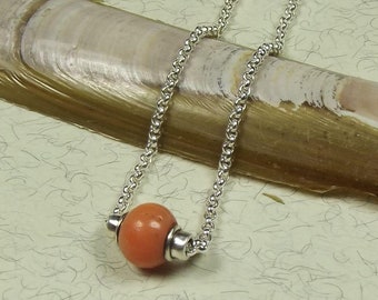 necklace with antique coral pearl