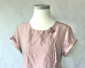 Summer dress/tunic made of washed silk in ash pink, winter pink