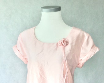 Summer dress/tunic made of washed silk in pastel rose