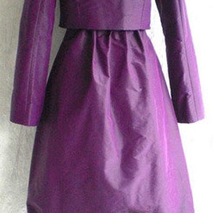 Seidenkleid mit Bolero und abnehmbaren Kragen in Lila/ Violett/Aubergine Bild 2