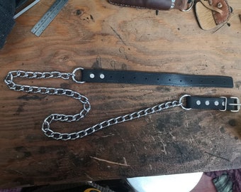 Leather chain belt