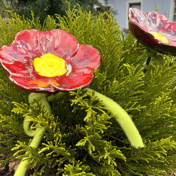 2 Blütenstecker  in Orange oder Rot  Nr. 156