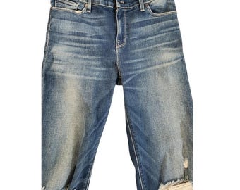 Hudson Jeans Women 29 Nico Riviera Mid Rise Tally Skinny Crop Raw Hem Cigarette
