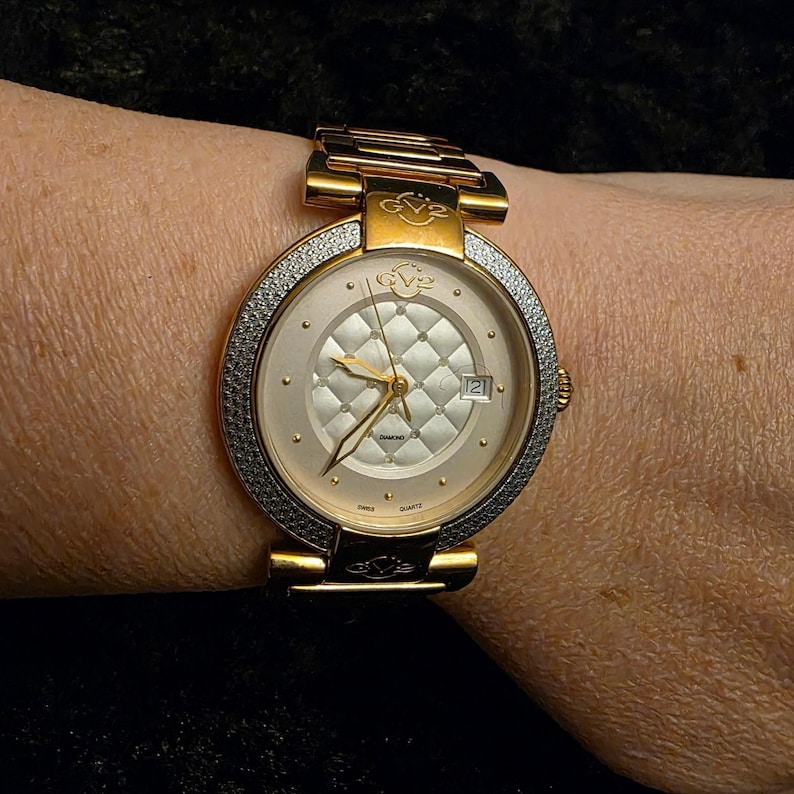 GV2 Gevril Berletta Diamond Watch Rose Gold Tone Swiss Quartz White Face 1501 image 6