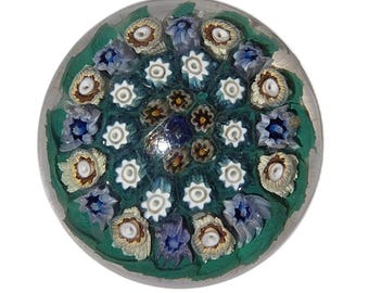 1960 Strathern? Unmarked Vintage Art Glass Millefiori Paperweight Flower Collect