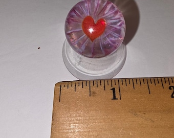 David Salazar Art Glass Marble Heart Sign D.S. Limited Edition 4/15  Paperweight
