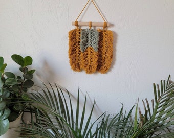 Macrame Leaf Wall Hanging, Macrame Feather Wall hanging, Feather Wall Decor Boho, Leaf wall Decoration, Macrame Wall Hanging, Wall Tapestry