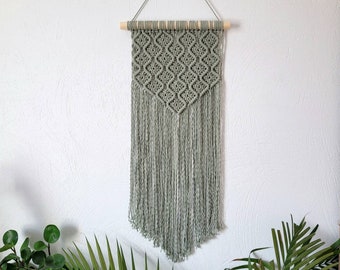 Sage green macrame wall hanging Relaxing home decor Wowed wall art Tapestry wall fabric Cozy boho home decor Mustard makrame wallhanging