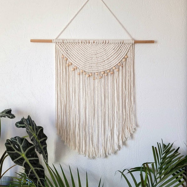 Macrame wall hanging for Boho home wall decor, Semi circle makrame wall decor, Large macrame fibre art, Unique Knitted gift Woven wall decor