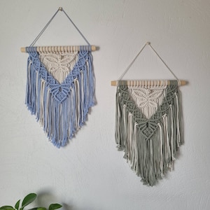 Sky Blue and Sage Green Macrame Butterfly Wall Hanging for Boho Home Wall Decor, Knitted Butterfly Art, Woven wall hanging, Nursery decor
