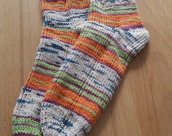 Hand knitted cotton socks