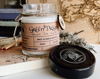 Green Dragon Lotr-100% soy wax candles-Bookish and Literary Inspired candle-Vegan Candles-Hobbit inspired candles-Lord of the rings candle